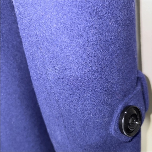 Diane Von Furstenberg DVF L Navy Blue wool Blend Coat trench removable hood - Picture 6 of 12